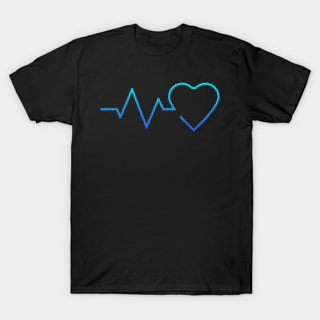 Bicycle chain Heartbeat Cycling Cyclist Gift Dad T-Shirt by qwertydesigns